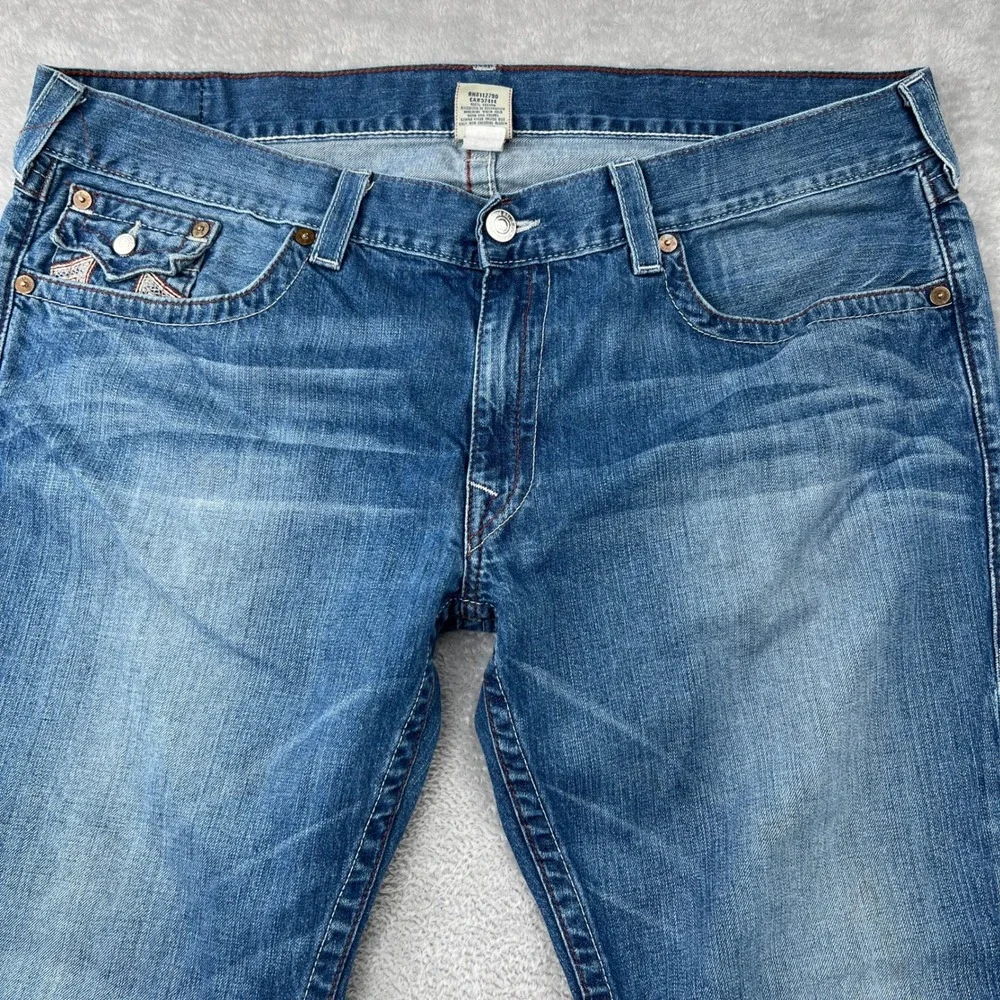 True Religion‎ Section Straight Jeans Size 44 Blue Mens Y2K Embroidered Baggy